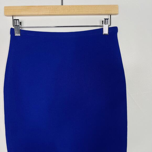 New Diane Von Furstenberg Size P Klein Blue Knit Pencil Skirt Elasticized Waist - Picture 3 of 7